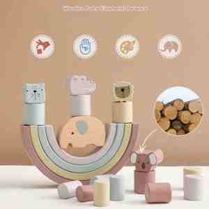 Éléphant bloc de construction apprentissage précoce éducatif Montessori équilibrage éducatif jouets en bois - Product Image 3