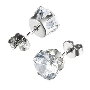 Stainless Steel Crown <b>Stud</b> <b>Earrings</b> Multi Color Zircon Claw Setting 0.8x11mm Women's Jewelry Gift Fashion <b>Earrings</b> - Product Image 3