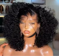 Perruque Courte Bob Frisée Kinky en Cheveux Humains, Densité 250%, avec Bandeau, Noir Naturel, Coupe Bob Courte, Sans Colle, Perruque Bandeau Bouclée Profonde