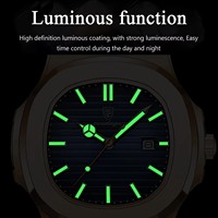 Montre Quartz Poedagar 613 Luxe Dorée, Tendance pour Hommes, Boîtier Acier Inoxydable, Cuir, Étanche, Lumineuse, Carrée, Montre Homme d'Affaires
