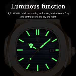 Orologio Poedagar 613 da Uomo Quadrato Oro di Lusso alla Moda al Quarzo Business in Acciaio Inossidabile e Pelle Impermeabile e Luminoso - Product Image 3