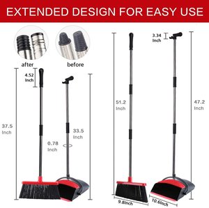 Home Cleaning Supplies Kitchen Brooms and Stand up Dust Pan <b>Magic</b> Combo <b>Set</b> With Long Handle Broom and Dustpan - Product Image 6