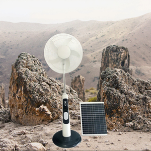 16-Inch Outdoor Vertical Solar Fan <b>Remote</b> <b>Controlled</b> 5-Blade Cooling Mechanical Floor-Standing for Camping Made of Plastic Solar - Product Image 2