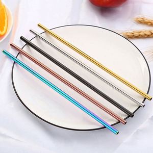 Custom Logo Reusable Stainless Steel 304 Metal Reusable <b>Straw</b> Bent Straight Metal <b>Drinking</b> Smoothie <b>Straws</b> - Product Image 1