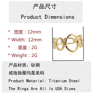 Anillo hueco dorado yunnique, joyería de moda geométrica Punk para mujer 21035 - Product Image 3