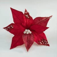 Fleurs artificielles de Poinsettia en gros pour décorations de Noël, idéales pour couronnes, de haute qualité, pour intérieur, maison, fêtes, centres commerciaux et affichage festif