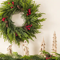 60CM Luxe Eco-vriendelijke Volledig PE Kerstkrans, Handgemaakte Kerstkrans met Dennenappels voor Binnendeurdecoratie