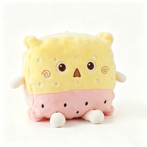 Compartiment de rangement latéral dissimulé personnalisé, peluche carrée jaune en forme de fromage, mini peluche cube moelleuse blanche avec bras et jambes rondoucres - Product Image 3