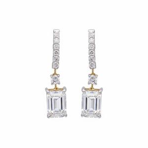 Classic Emerald Cut Solitaire <b>Dangle</b> <b>Earrings</b> Premium Long Drop Design Fine Jewelry for Women Anniversary Gift and Party Wear - Product Image 3