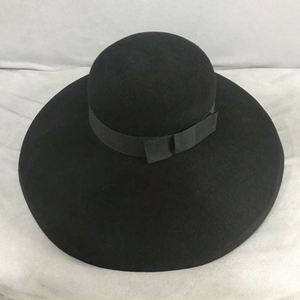 Vintage Fedora Hats Women Wool Round Top Black Wide Brim Fedora Hat - Product Image 4