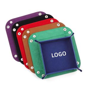 Square <b>Small</b> Tray Suede <b>Sieve</b> Board Game PU Leather Storage Box - Product Image 1