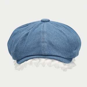 Gorro de Mezclilla Retro de Moda Coreana 2024, Gorra Newsboy con Borde Blanco Ondulado para Mujer - Product Image 3