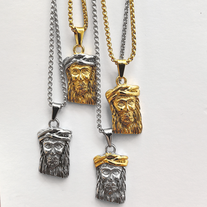 Pendentif visage de Jésus bicolore multicolore en acier inoxydable anti-ternissement, bijoux personnalisés, collier vintage, breloques - Product Image 5