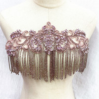 Gland Applique Patches RM-434 Verre Perlé Cristal De Mariage Dentelle Corsage Strass Foulards avec Strass Robe De Mariée Accepter
