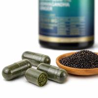 Sea Moss 8 1 Kapsul 19445mg Kompleks Minyak Biji Hitam Ashwagandha Jahe Suplemen Pendukung Imunitas Alami Harian untuk Dewasa 60