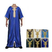 CCY 2026 Thobe marocain nigérian, Kaftan à manches courtes, Jubbah de mosquée, Robe brodée en tissu brillant à rayures, Qamis Boubou pour hommes musulmans