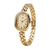 Jam Tangan Wanita Oval Vintage Minimalis Elegan, Quartz, Berbagai Warna, Fashion Mewah, Dial Kecil, Grosir