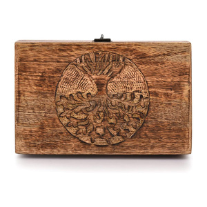 Wooden Carved Storage <b>Box</b> Rectangle Tree Of Life Pattern <b>Lockable</b> Retro <b>Jewelry</b> <b>Box</b> Custom Made - Product Image 1