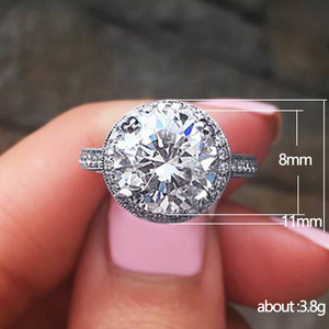 Anello con Diamante F818 in Oro Bianco, Taglio Brillante Rotondo, Colore G Naturale, Gioiello da Donna per Fidanzamento - Product Image 5