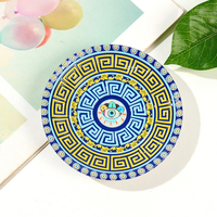 Aimant de réfrigérateur en céramique imprimé sur mesure en forme de plaque ronde, aimant de réfrigérateur en céramique œil porte-bonheur, souvenir