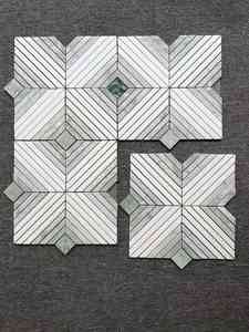 Mosaïque de marbre hexagonale à décor de villa de style européen Carreaux de mosaïque en marbre à <span class=keywords><strong>chevron</strong></span> blanc et <span class=keywords><strong>bleu</strong></span> pour douche et dosseret - Product Image 6