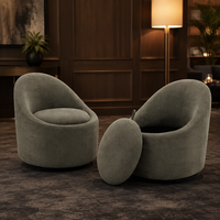 COLAMY Ensemble de 2 fauteuils pivotants à 360° avec rangement dissimulé, fauteuil barillet moderne de petite taille pour salon/chambre, textile vert