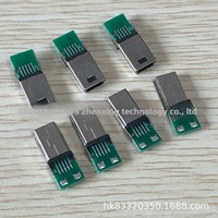 Mini USB Feili Ipu V3 MINI10pin Conector Macho de Carga y Datos con Placa PCB para Soldar, Material LCP y Bronce Fosforoso, Origen China