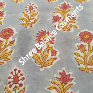 Tissu 100% coton pur, jaune rougeâtre, imprimé à la main à l'indienne, écologique, poids moyen, chemise pour femmes et garçons, rideau - Product Image 1