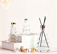 Bouteille diffuseur en verre transparente en forme de sapin de Noël avec bouchon en liège, 100 ml et 200 ml, pour parfum d'ambiance domestique, élégante décoration de Noël