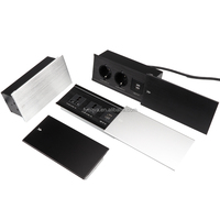 Panel Deslizante de Aleación de Aluminio Fynova, Caja de Conexiones Multimedia Integrada en la Superficie de la Mesa de Conferencias con Puerto USB Europeo