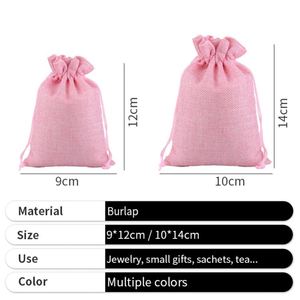 ถุงของขวัญผ้าลินินขนาดเล็กแบบมีเชือกผูก  ขนาด 8x12 นิ้ว สีพื้น  พร้อมสกรีนโลโก้ตามสั่ง สำหรับใส่เครื่องประดับ - Product Image 3