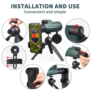 광학 렌즈 8X-22X 줌 HD 단안 망원경 방수 여행 사냥 캠핑 스마트 폰 홀더 및 삼각대 - Product Image 4