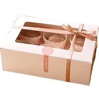 Boîte à cupcakes en kraft écologique personnalisée en usine avec fenêtre transparente pour mariage et fête