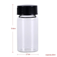 Fournisseur OEM RUIPACK OEM RTS Vente en gros Offre Spéciale mini flacon d'échantillon en verre transparent de 20ml avec couvercle noir en plastique à vis