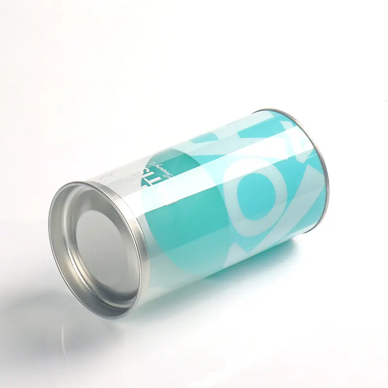 PET cylinder packaging plastic cylinder packaging with window food grade clear plastic cylinder with tinplate lid