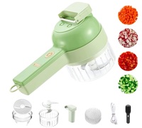 4 In 1 Draagbare Usb Elektrische Plantaardige Gadgets Pp Plastic Ui Chopper Snijmachine Knoflook Crusher Grinder Voor Keuken Gebruik