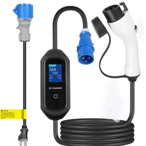 Station de recharge portable pour véhicules électriques Type 1 SAE J1772 Niveau 2 7kW 32A EVSE portable intelligent avec prise CEE 16A 32A Câble adaptateur OEM - Product Image 2