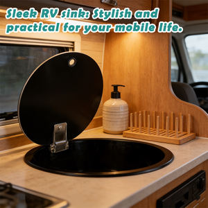 JDA Noir Nanotechnologie Revêtement 304 En Acier Inoxydable Camping Caravane Van Camping RV Évier Rond - Product Image 4