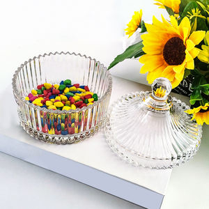 Vendita Calda <span class=keywords><strong>Portacandele</strong></span> in <span class=keywords><strong>Vetro</strong></span> a Forma di Cono 100ml 200ml 500ml con Motivi in Rilievo e Coperchio in <span class=keywords><strong>Vetro</strong></span> per Bomboniere Battesimo - Product Image 5