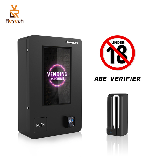 Reyeah Mini Wall 21.5 Inch Wall-Mounted Vending Machine Cosmetic Vending Machine Id Verificatio SDK Credit Card Coin Acceptance