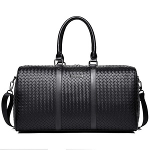 Men Fashion Large Leather <b>Trolley</b> Waterproof Sports Gym Waxed Customized Logo Duffel Bags Luxury Weekender Bag - Product Image 2