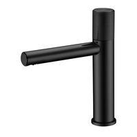 Mitigeur de lavabo moderne monotrou en laiton noir, alimentation en eau chaude et froide avec cartouche en céramique à bouton unique, robinet de lavage