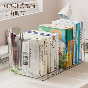 Étagère transparente en acrylique avec porte-stylo, support de rangement de bureau de 20 cm x 20 cm pour usage étudiant et de bureau - Product Image 2