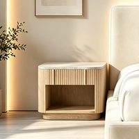 Table de chevet en bois avec tiroirs, OEM ODM, personnalisable, plateau en marbre, surfaces à rainures verticales, table de chevet ouverte pour designers et distributeurs