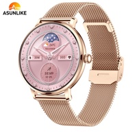 Reloj inteligente de lujo para mujer con cristales de diamante, pantalla de alta definición, monitorización de frecuencia cardíaca y sueño, y recordatorios inteligentes.