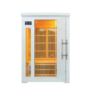 220V 1760W kapalı Sauna kitleri çift kontrol paneli sıcak Sauna odaları 2 kişi Vapoor ahşap kuru buhar Sona