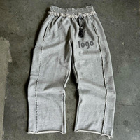Pantalon de survêtement essentiel pour homme, coupe large, évasée, droite, ample et empilée, en coton French Terry brodé