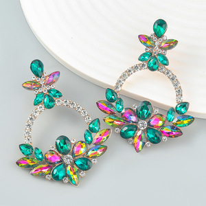 Kaimei 2022 orecchini moda gioielli strass orecchini fiore orecchini da donna esagerati con diamanti colorati placcati oro - Product Image 4