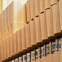 Système de façade creuse en panneaux d'aluminium perforés, revêtement poudré, ignifuge, pour bâtiments commerciaux et villas