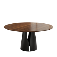 Table à manger classique haut de gamme de style rétro, table à manger en bois vintage de luxe avec petite table tournante, table à manger ronde pour la maison